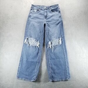 American Eagle Outfitters Light Blue Ripped Wide Leg Jeans